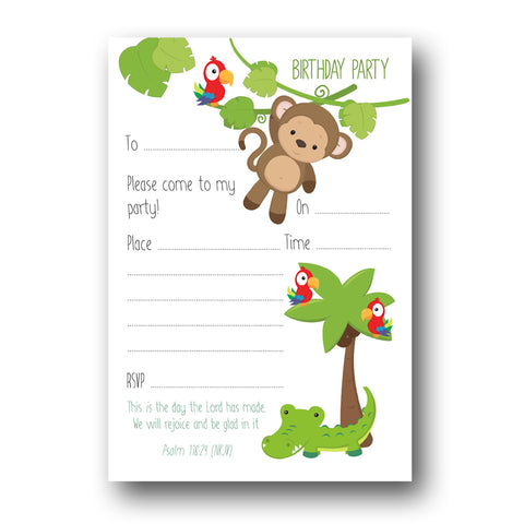 Jungle Themed Birthday Party Invitations